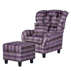 Fauteuil à oreilles Rudolf Tissu violet