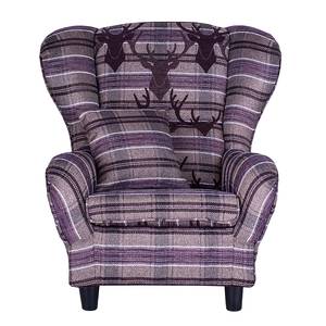 Fauteuil à oreilles Rudolf Avec repose-pieds - Tissu violet