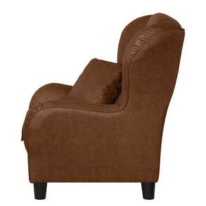 Fauteuil à oreilles Sambesi Cuir synthétique - Marron chocolat - Avec repose-pieds