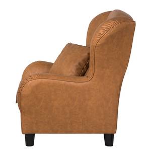 Fauteuil à oreilles Sambesi Cuir synthétique - Cognac - Sans repose-pieds