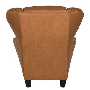 Fauteuil à oreilles Sambesi Cuir synthétique - Cognac - Sans repose-pieds