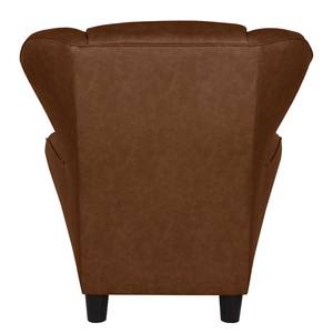 Fauteuil à oreilles Sambesi Imitation cuir - Marron chocolat - Sans repose-pieds