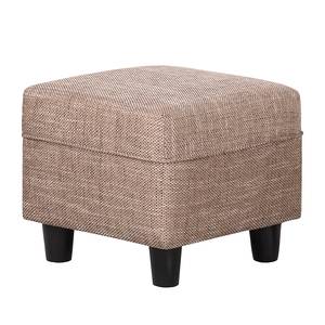 Fauteuil à oreilles Sambesi Tissu structuré - Cappuccino - Avec repose-pieds