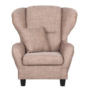 Fauteuil à oreilles Sambesi Tissu structuré - Cappuccino - Avec repose-pieds