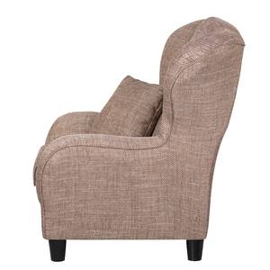 Fauteuil à oreilles Sambesi Tissu structuré - Cappuccino - Avec repose-pieds