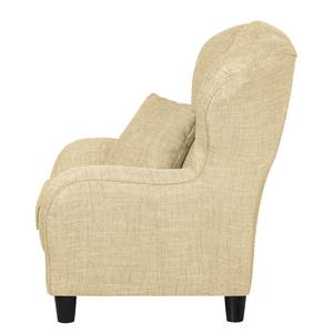 Fauteuil à oreilles Sambesi Tissu structuré - Beige - Avec repose-pieds