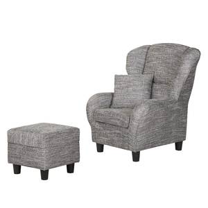 Oorfauteuil Sambesi structuurstof - Grijs - Met hocker