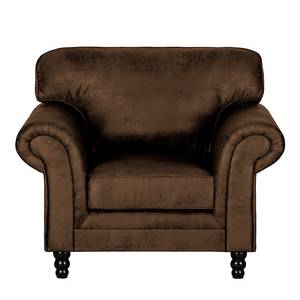 Fauteuil Sombrero Imitation cuir vieilli marron foncé