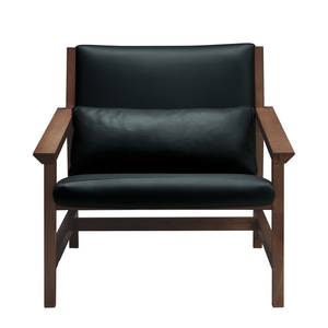 Fauteuil Thames Cuir véritable - Noir / Noyer