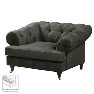 Fauteuil Thory antieke leerlook - Donkerbruin