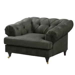 Fauteuil Thory antieke leerlook - Donkerbruin