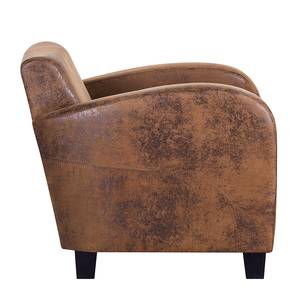 Fauteuil Tullow bruine antiek leren look