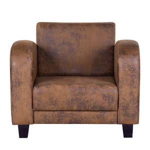 Fauteuil Tullow bruine antiek leren look