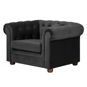 Fauteuil Upperclass Velours Avec coussins coussin Noir