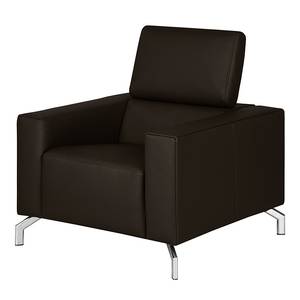 Fauteuil Varberg Cuir véritable marron foncé - Marron foncé