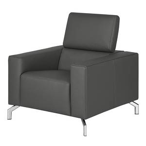 Fauteuil Varberg donkergrijs echt leer