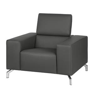 Fauteuil Varberg XXL Cuir véritable gris foncé