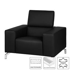 Fauteuil Varberg zwart echt leer