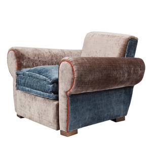 Fauteuil Yesterday bruin fluweel/blauw