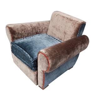 Fauteuil Yesterday bruin fluweel/blauw