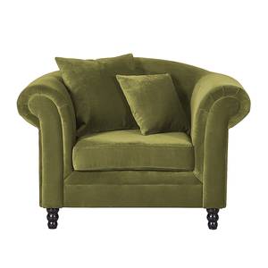 Fauteuil York Velours vert olive