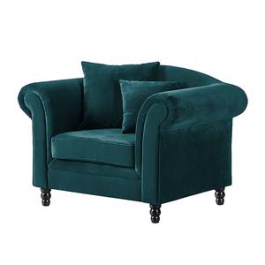 Fauteuil York paars fluweel - Petrolblauw