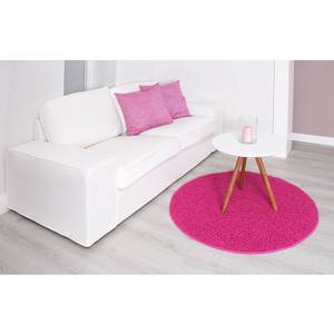 Tapis shaggy KiYDOO II Fibres synthétiques - Rose foncé - Diamètre : 133 cm