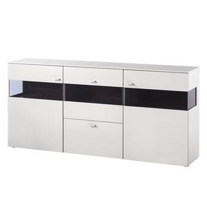 Buffet Anzio Mat blanc / Noyer ramageux - Avec éclairage