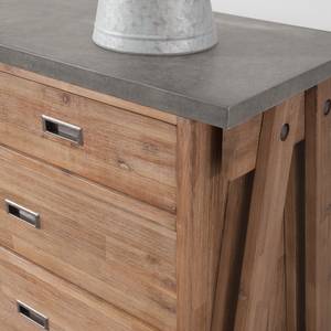 Sideboard Beton I Akazie teilmassiv - Grau