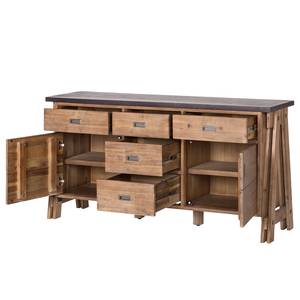 Dressoir Beton II deels massief acaciahout/betonnen look - Steenkoolkleurig