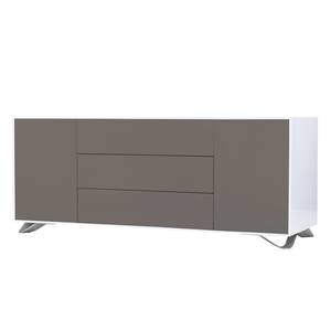 Sideboard Boomerang Hochglanz Weiß / Grau