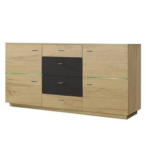 Sideboard Brügge II Wildeiche Dekor/Absetzung Hochglanz Terra - mit Beleuchtung