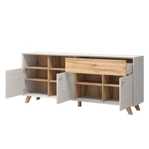 Sideboard Calvi I Pinie Weiß Dekor / Eiche Navarra Dekor - Konisch