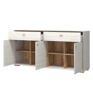 Dressoir Calvi II Witte pijnboomhouten look/Navarra eikenhoutkleurig - Hoekig