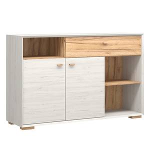 Dressoir Calvi III Witte pijnboomhouten look/Navarra eikenhoutkleurig - Hoekig