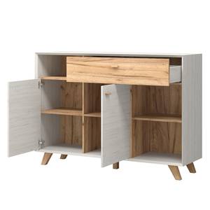 Dressoir Calvi III Witte pijnboomhouten look/Navarra eikenhoutkleurig - Conisch