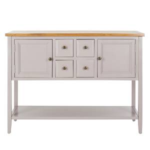 Dressoir Charlotte III massief olmenhout/pijnboomhout - eikenhouten look - Lichtgrijs