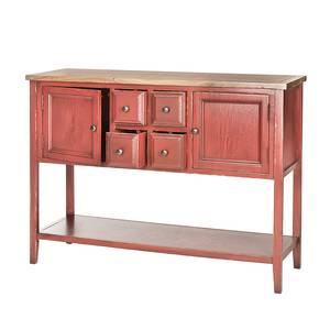 Sideboard Charlotte V Ulme / Pinie massiv - Eiche Dekor / Rot