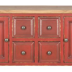 Sideboard Charlotte V Ulme / Pinie massiv - Eiche Dekor / Rot