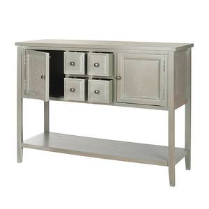 Sideboard Charlotte IV Ulme / Pinie massiv - Hellgrau