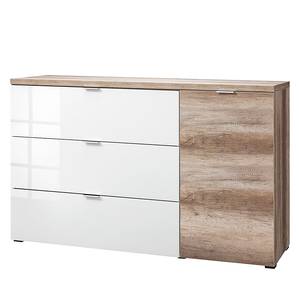 Sideboard Cleo III Wildeiche Dekor/Weißglas Front