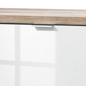 Sideboard Cleo II Wildeiche Dekor/Glas Weiß Chromfüße