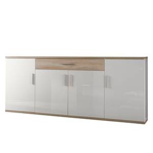 Buffet Eularia Blanc brillant / Imitation chêne clair brut de sciage