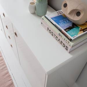 Credenza Janos legno lamellare di quercia - bianco / quercia