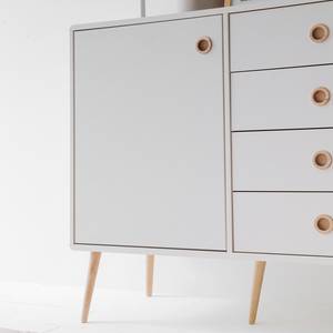 Credenza Janos legno lamellare di quercia - bianco / quercia