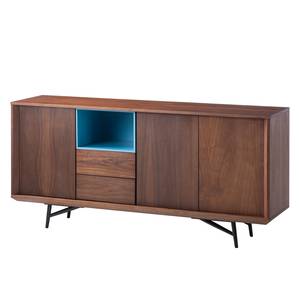 Dressoir Kallio III walnotenhout/mat blauw