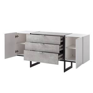 Sideboard Kempton Hochglanz Weiß / Beton Dekor