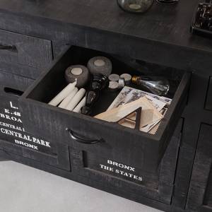 Buffet Keyport II Manguier massif - Gris cendres / Noir