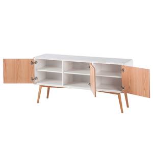 Sideboard Lusi Eiche teilmassiv - Eiche / Matt Weiß - Eiche