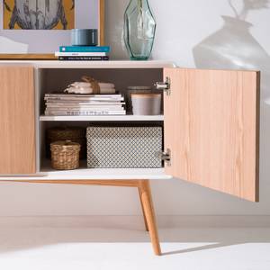 Sideboard Lusi Eiche teilmassiv - Eiche / Matt Weiß - Eiche